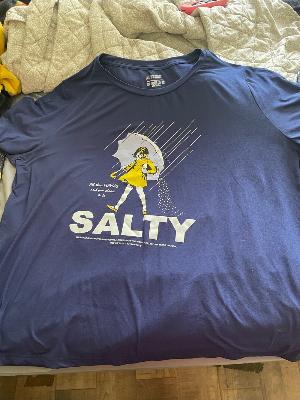 Salty Graphic Tee - Navy Blue with Yellow Accent